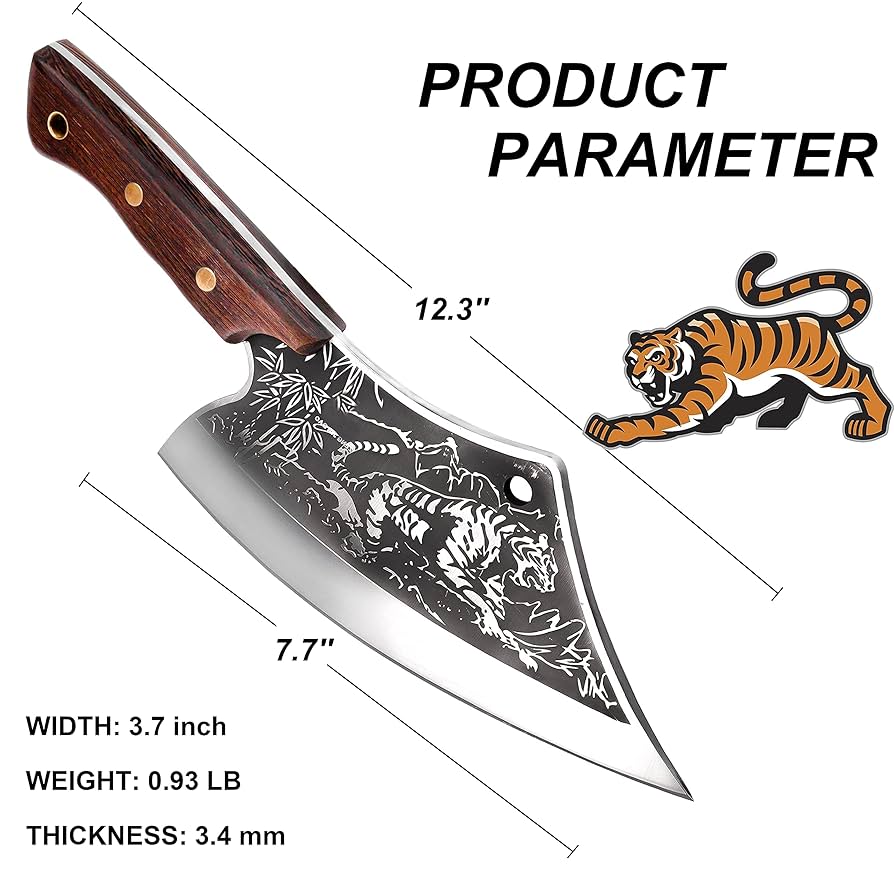 Meat Cleaver Chef Knife - 8 inch Hand Forged Butcher Knife